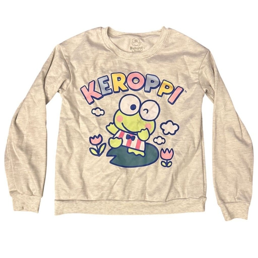 Sanrio Kids Large Gray Sweatshirt 12-14 Keroppi Casual Fall Wear